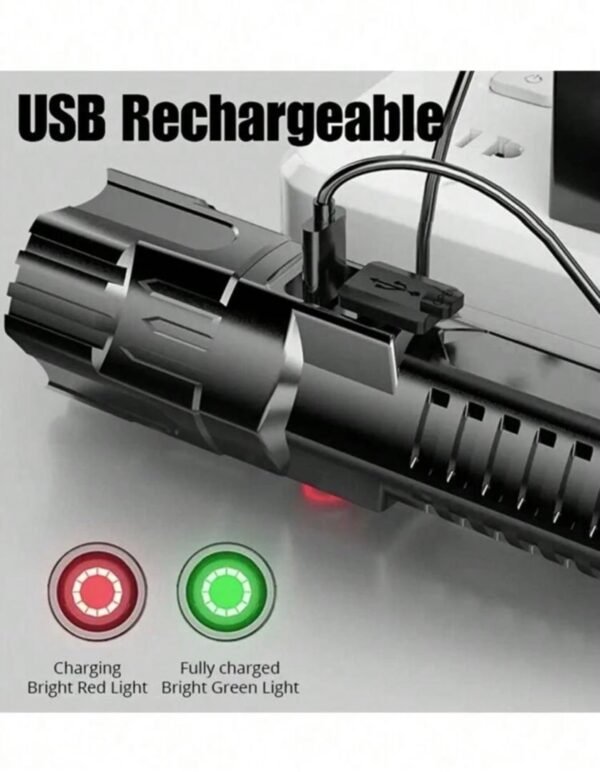 Lampe torche LED puissante rechargeable USB – longue portée & compacte