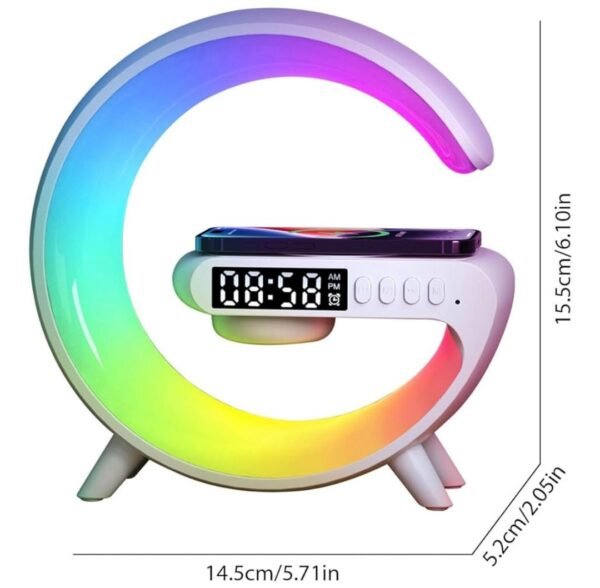 Enceinte Bluetooth G63 4-en-1 : Veilleuse LED, Réveil Digital, Chargeur Sans Fil Rapide 15W & Haut-parleur Stéréo