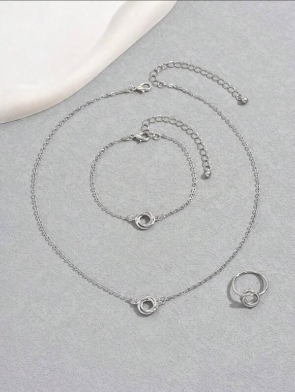 Chaine en Acier Inoxydable : Bracelet + Collier Pendentif Cercle Entrelacé – Résistant & Intemporel