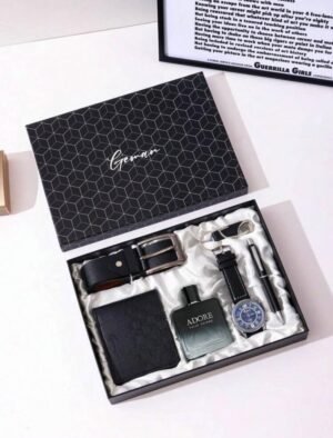 Coffret Cadeau Homme 6 en 1 – Montre, Ceinture, Parfum, Portefeuille, Stylo & Porte-Clé – Élégance & Praticité au Masculin