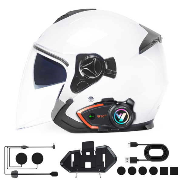 Intercom Bluetooth Y80-2X pour Casque de Moto – Sans Fil, Étanche, Appels, Musique & GPS VOICE