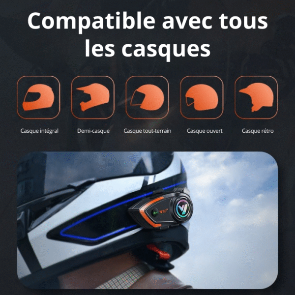Intercom Bluetooth Y80-2X pour Casque de Moto – Sans Fil, Étanche, Appels, Musique & GPS VOICE