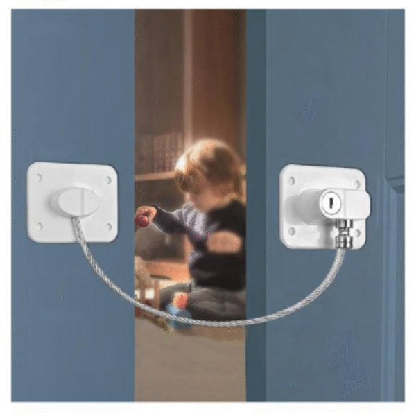Verrou de Sécurité avec Câble & Clé – Bloque-Fenêtre / Porte / Armoire – Anti-Ouverture & Sécurité Enfant