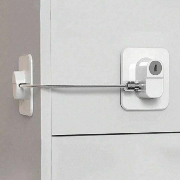 Verrou de Sécurité avec Câble & Clé – Bloque-Fenêtre / Porte / Armoire – Anti-Ouverture & Sécurité Enfant