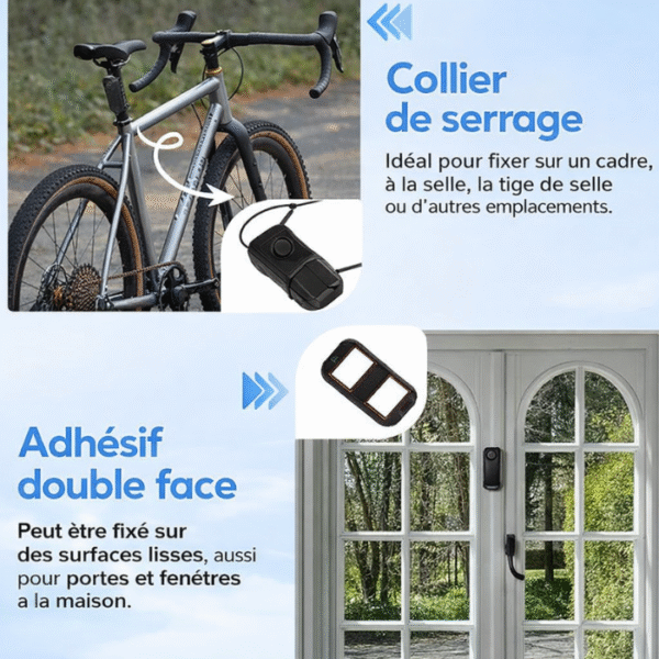 Alarme antivol intelligente sans fil multi-usage – 113 dB, étanche IP65