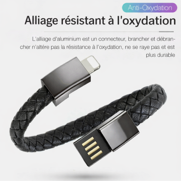 Lot de 2 Bracelets Câbles avec Charge Ultra Rapide et Transfert de Données – Type-C vers Type-C + Lightning USB