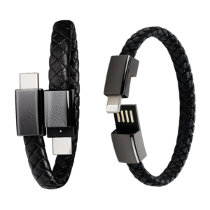 Lot de 2 Bracelets Câbles avec Charge Ultra Rapide et Transfert de Données – Type-C vers Type-C + Lightning USB