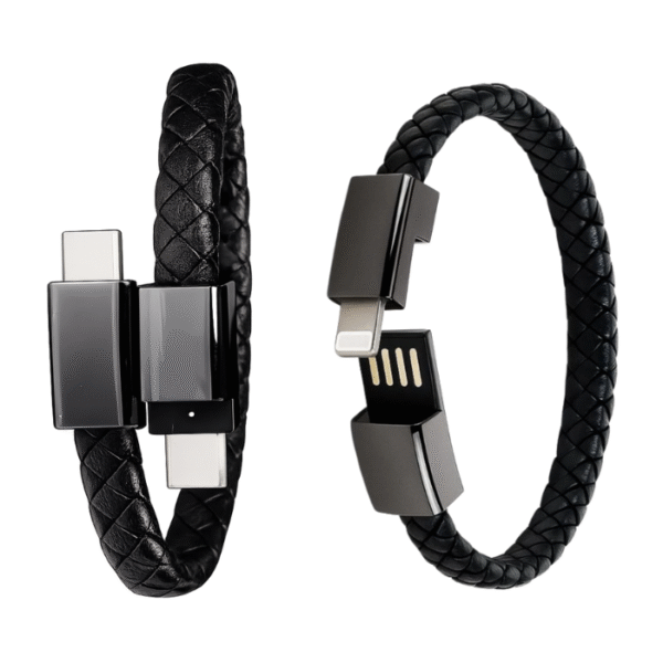 Lot de 2 Bracelets Câbles avec Charge Ultra Rapide et Transfert de Données – Type-C vers Type-C + Lightning USB