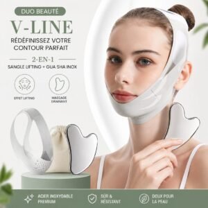 Pack 2-en-1 Anti Double Menton – Masque Liftant V-Line + GuaSha