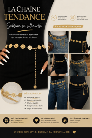 Ceinture vintage en acier inoxydable