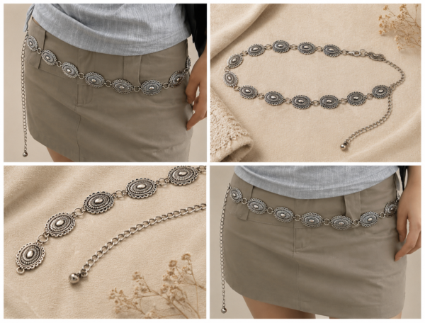 Ceinture vintage en acier inoxydable