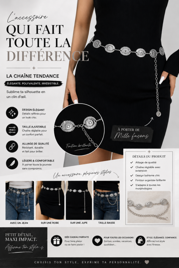 Ceinture vintage en acier inoxydable